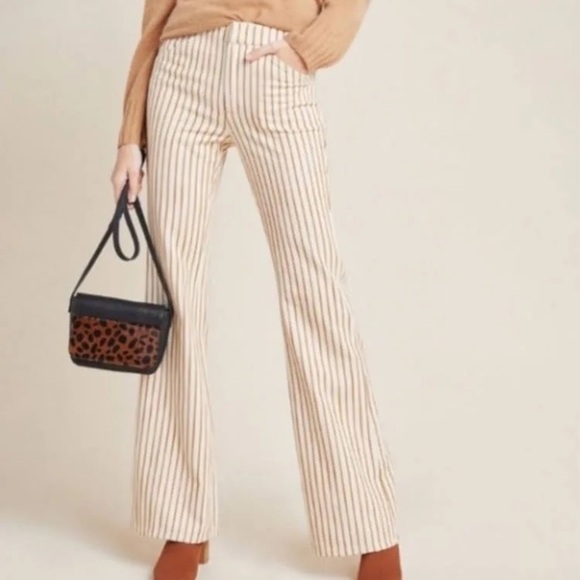By Anthropologie Denim - Anthropologie Kellie Striped Wide Leg Flare Jeans Women’s Retro Pants Size 25